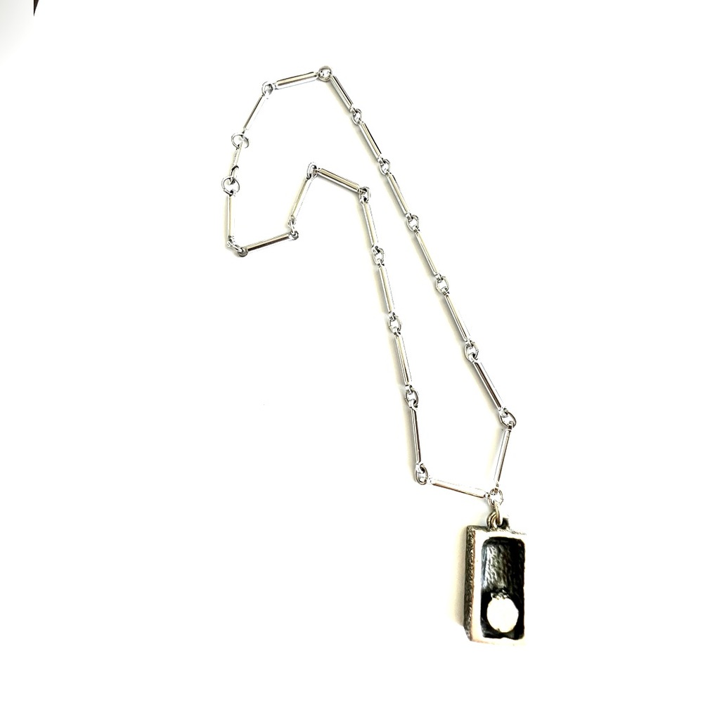 Guy Vidal 1970’s Brutalist Pewter & Silver Gilt Abstract Pendant